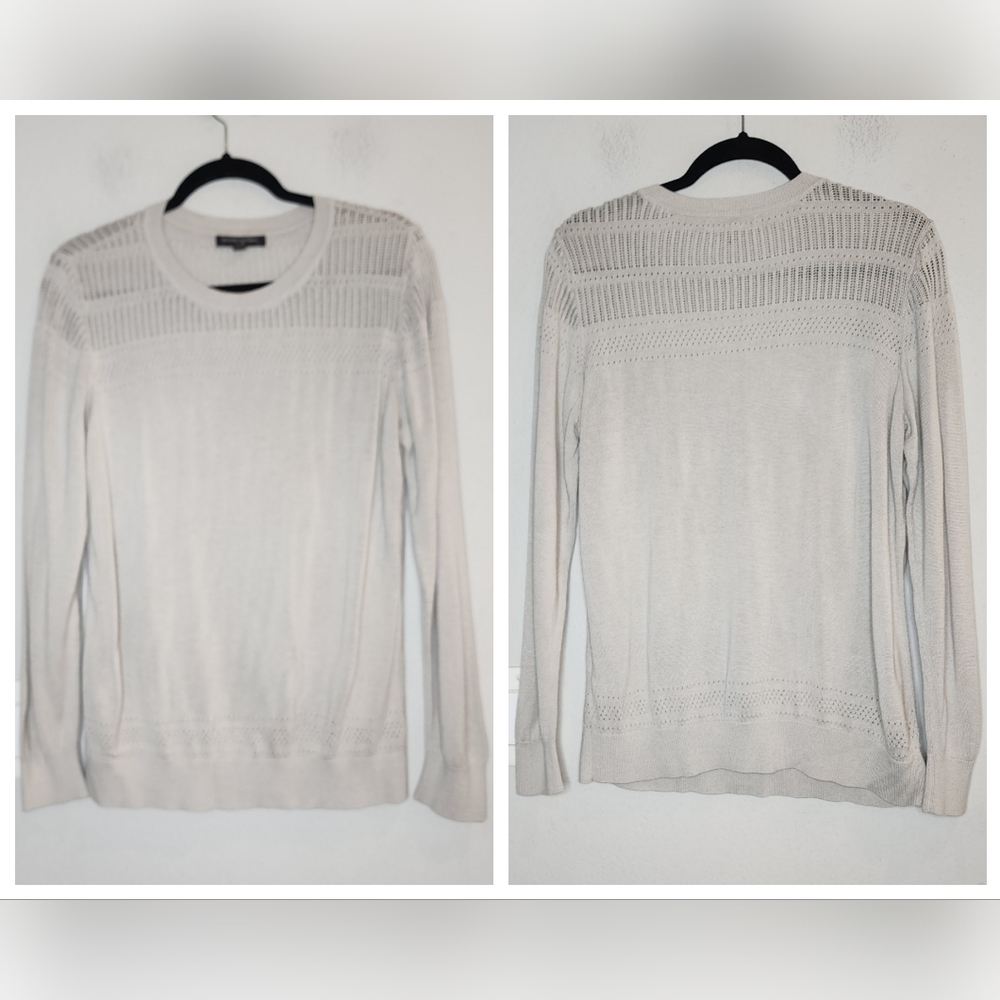 Banana Republic Grey Pointelle Sweater Women's Size XL